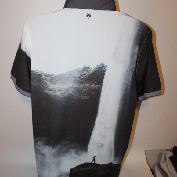 Greyson Golf Arctic Rocks Edge Polo Shirt Waterfall Print Mens Size L $118 NEW - Picture 6 of 7